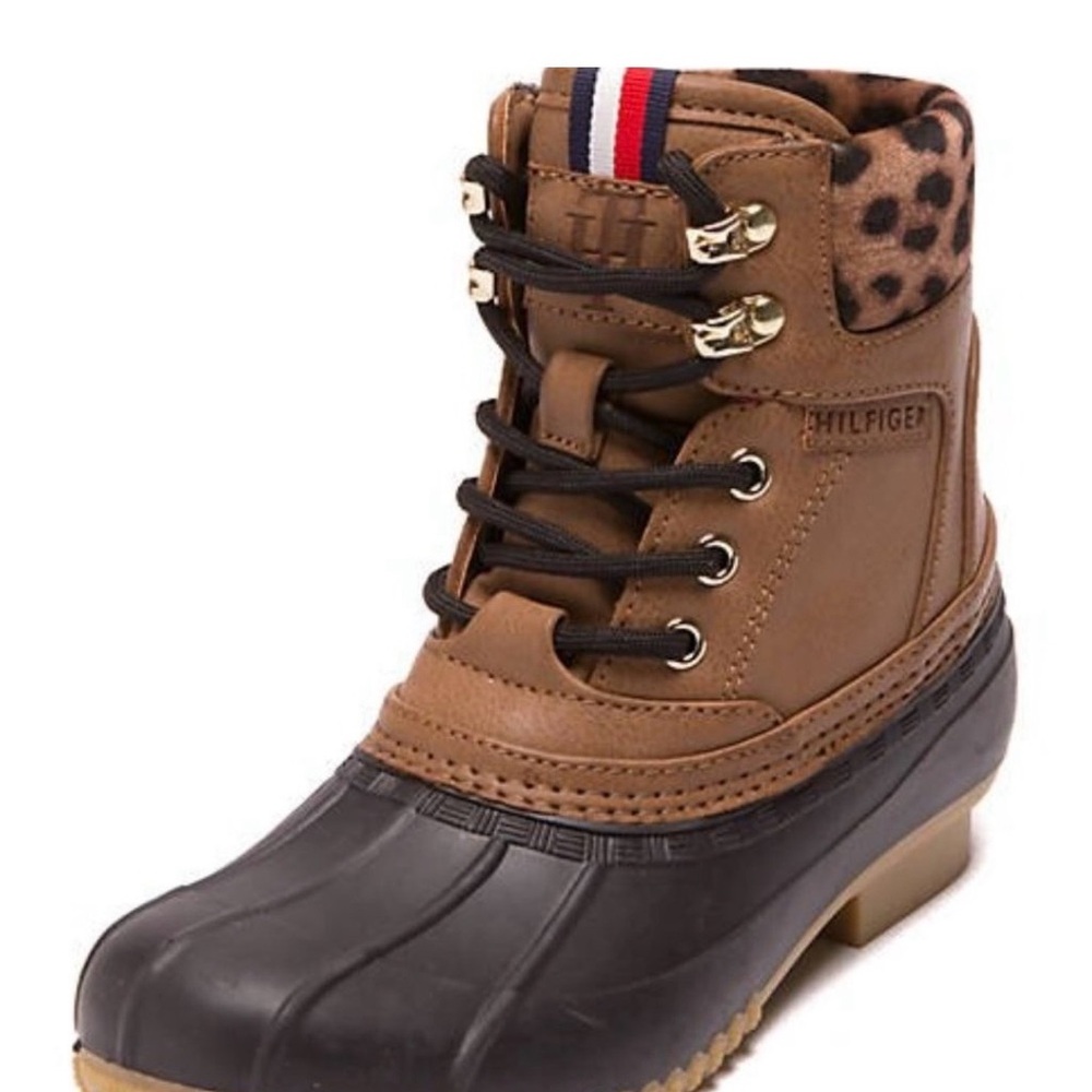 Tommy Hilfiger  Leopard Trim Brown and Black Boots